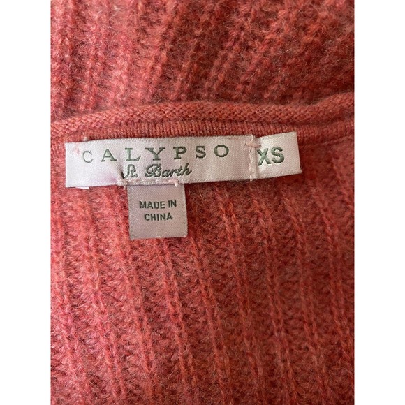 Calypso St. Barth Cashmere Sweater Coral Pink Ribbed Knit Scoop Neck 3/4… - Picture 5 of 5